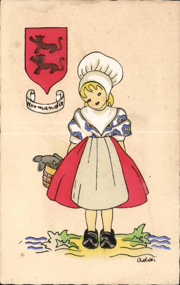 Normannische Mädchen — traditionelles Kleid — Verlag Adolsh - Vorderseite
