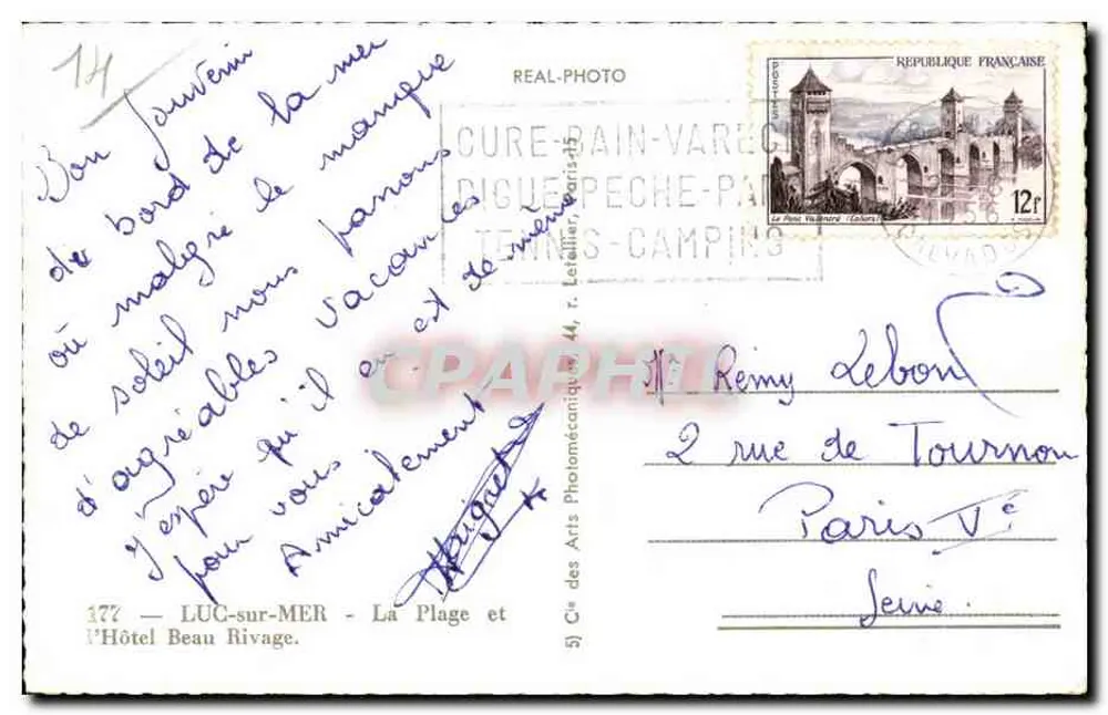Lug-sur-Mer — Blick auf den Strand und das Hotel Beau Rivage — Cap' — 177 - Rückseite