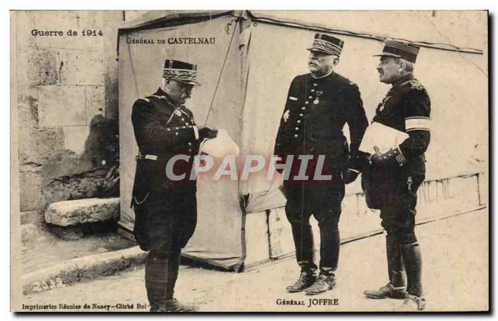 General de Castelnau und General Joffre — Treffen in Nancy — Imprimeries Réunies de Nancy-Gliché Rol - Vorderseite