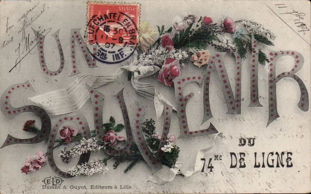 Erinnerung an die 74. Linie — Durant & Guyot, Verleger in Lille - Vorderseite