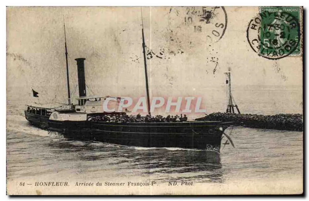 Honfleur — Chegada do Steamer François-Ier — ND. Fot. - Frente