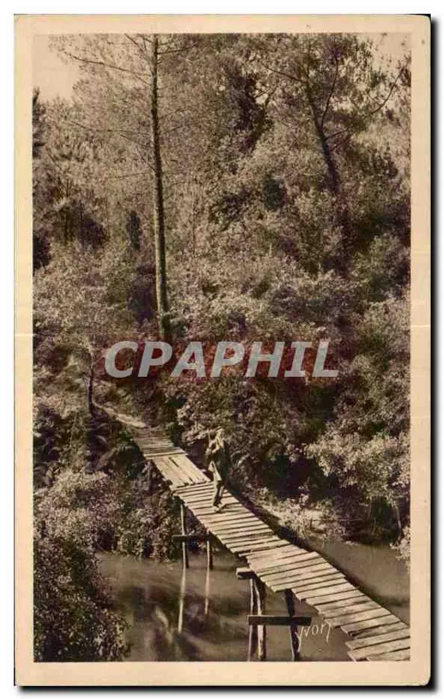 Rustikale Brücke über den Courant d'Huchet — Les Landes de Gascogne — Édition d'Art YVON, Paris - Vorderseite