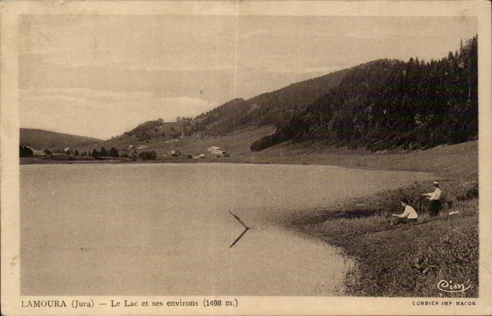 Lamoura (Jura) — Jezioro i jego otoczenie (1498 m.) — Combier Imp. Macon - Awers