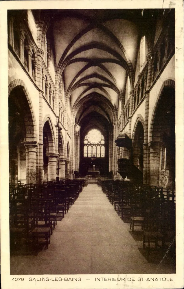 Salins-les-Bains — Innenansicht von St-Anatole — Braun & Cie, Imp. Edit. Nîlhouse-Dornach - Vorderseite