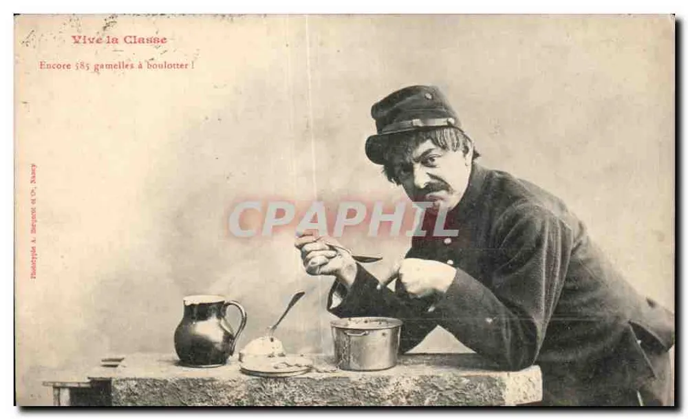 Soldado com tigela — humor militar — Tintype A. Bergotte et Cie, Nancy - Frente