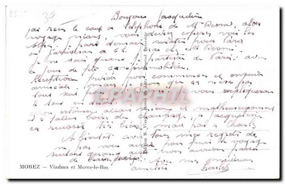 Widok na wiadukty i Morez-le-Bas — Wydawnictwo M. Vinga, Morez - Rewers