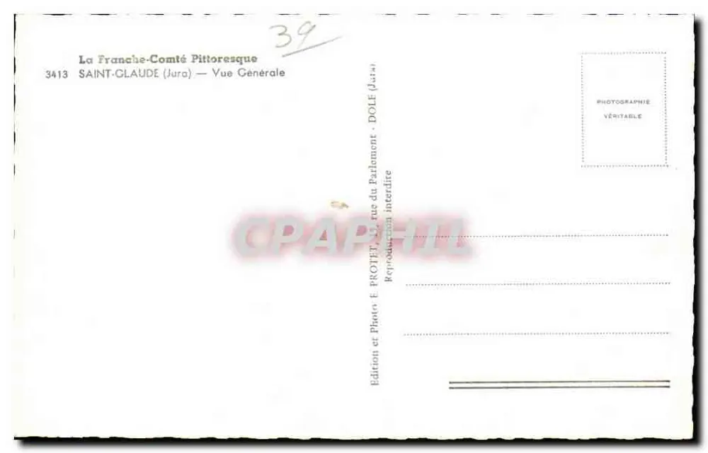 Saint-Glaude (Jura) — Vista Geral — Edição e Foto E. PROTET, Dole - Verso