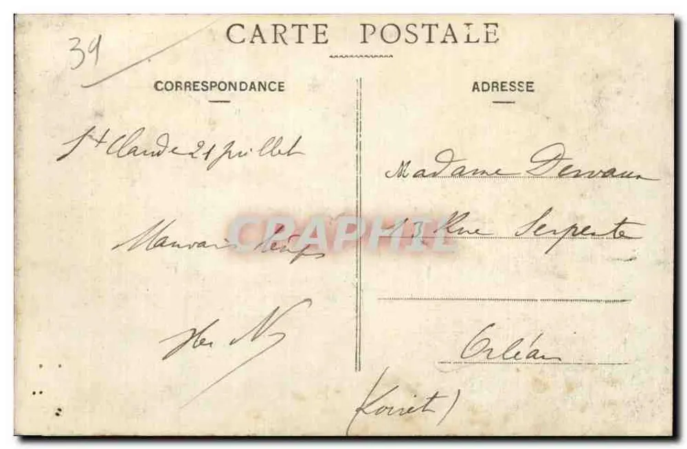 Saint-Claude — Ponte central — editor desconhecido, n° de série não visível - Verso