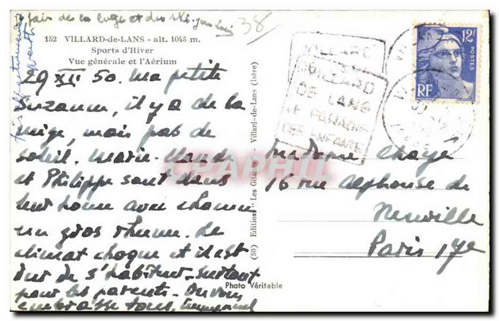 Villard-de-Lans — Vista geral e o Aérierum — Editor 'Les Gitanes' n° (60) - Verso
