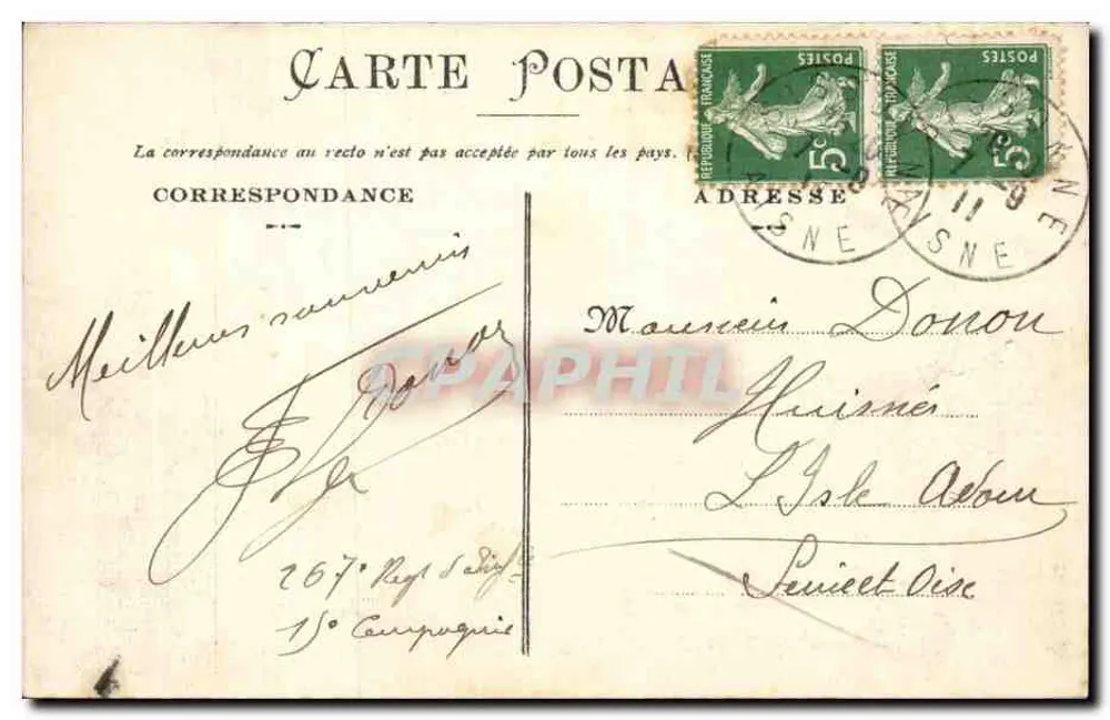 Camp de Sissonne (Aisne) — Ein Eckbereich eines Lagerplatzes — Ruët frères, Foto-Verlag - Rückseite
