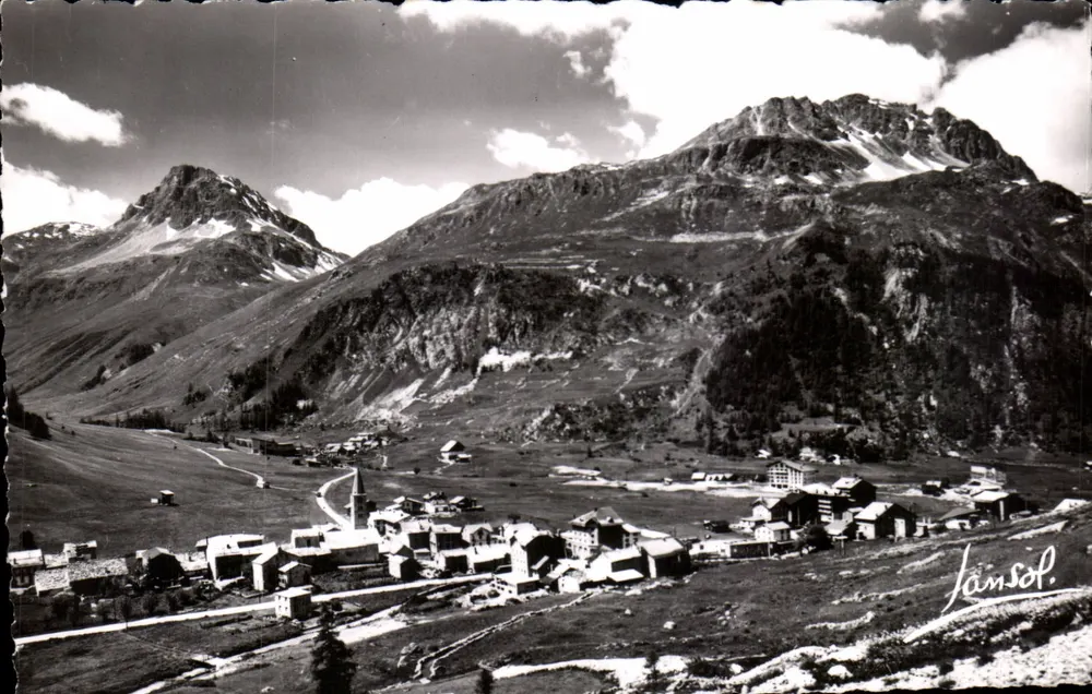 Val d'Isère — Allgemeine Ansicht — Le Rocher du Charvet (2854 m.) und Bellevarde (2826 m.) — Éditions Photographiques TANSOL, rue Croix d'Or, Chambéry - Vorderseite