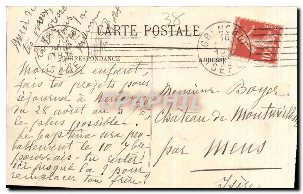 Grenoble — Die Brücke der Porte de France und die Festungen — LL. n° 121 - Rückseite