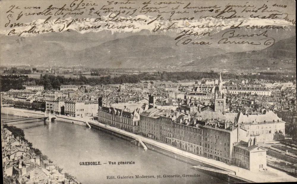 Grenoble — Vista geral — Edit. Galeries Modernes, pl. Grenette, Grenoble - Frente