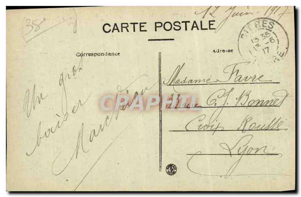 Grenoble — Place Grenette e o Mont St-Eynard (1339) — Editor: Hallet, Grenoble - Verso