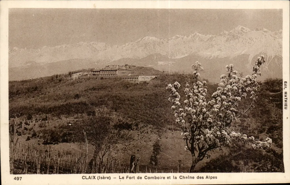Claix (Isère) — Das Fort von Comboire und die Alpenkette — Édit. Mathieu, n° 497 - Vorderseite