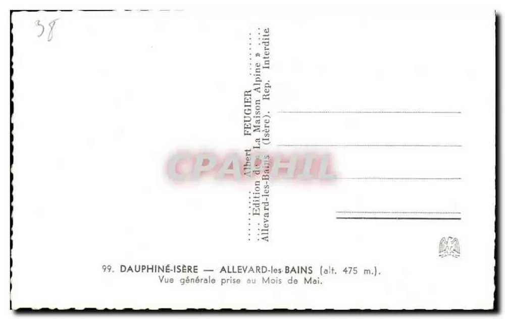 Allevard-les-Bains — Allgemeiner Blick vom Mai — Edition Albert Feugier - Rückseite