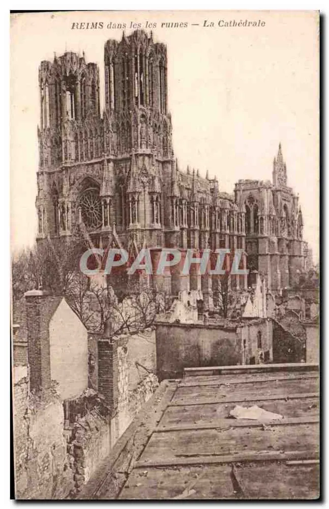 Reims in den Ruinen — Die Kathedrale — Verlag Thullier, Paris - Vorderseite