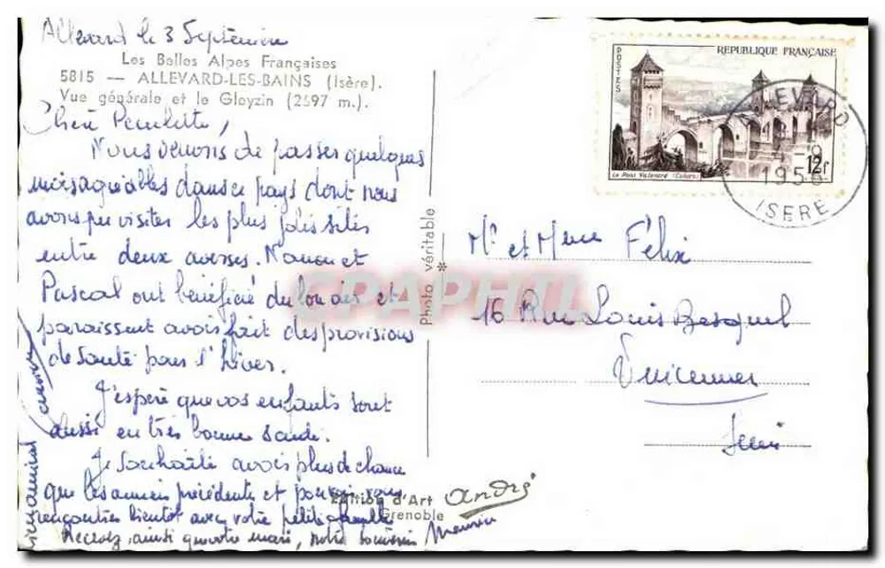 Allevard-les-Bains — Allgemeine Ansicht und der Gloyzin (2197 m) — Andrés - Rückseite