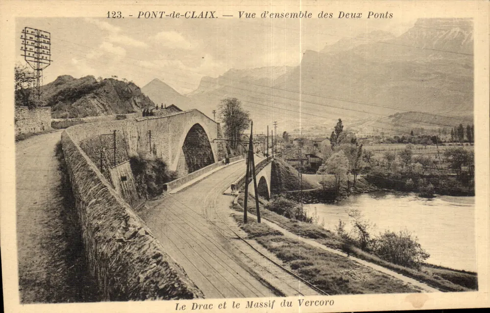 PONT-de-CLAIX — Vista general de los Dos Puentes — El Drac y el Macizo del Vercors - Anverso