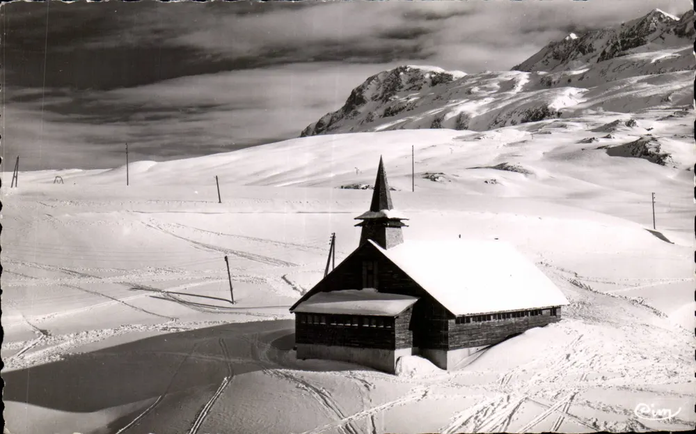 Alpe d'Huez (Isère) — Die Kapelle und die Grandes Rousses — Photographie Mazon - Vorderseite