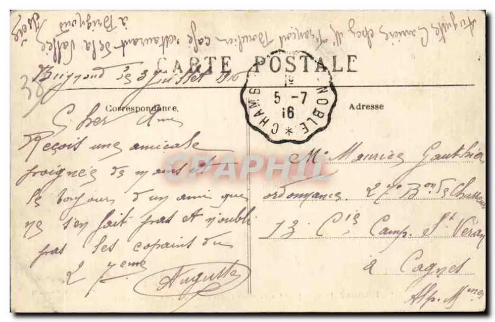 Brignoud (Isère) — Pont suspenso sobre a Isère e a Dent de Grolles (2066 m) — C. Baffert, Grenoble - Verso