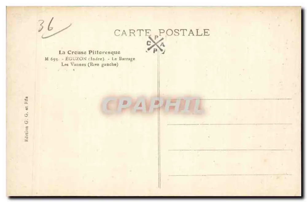O dique da Creuse — vista da margem esquerda — Edição G. G. e Filhos - Verso