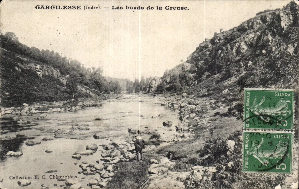GARGILESSÉ (Indre) — As margens da Creuse. — Coleção E. C. Châteauroux. - Frente