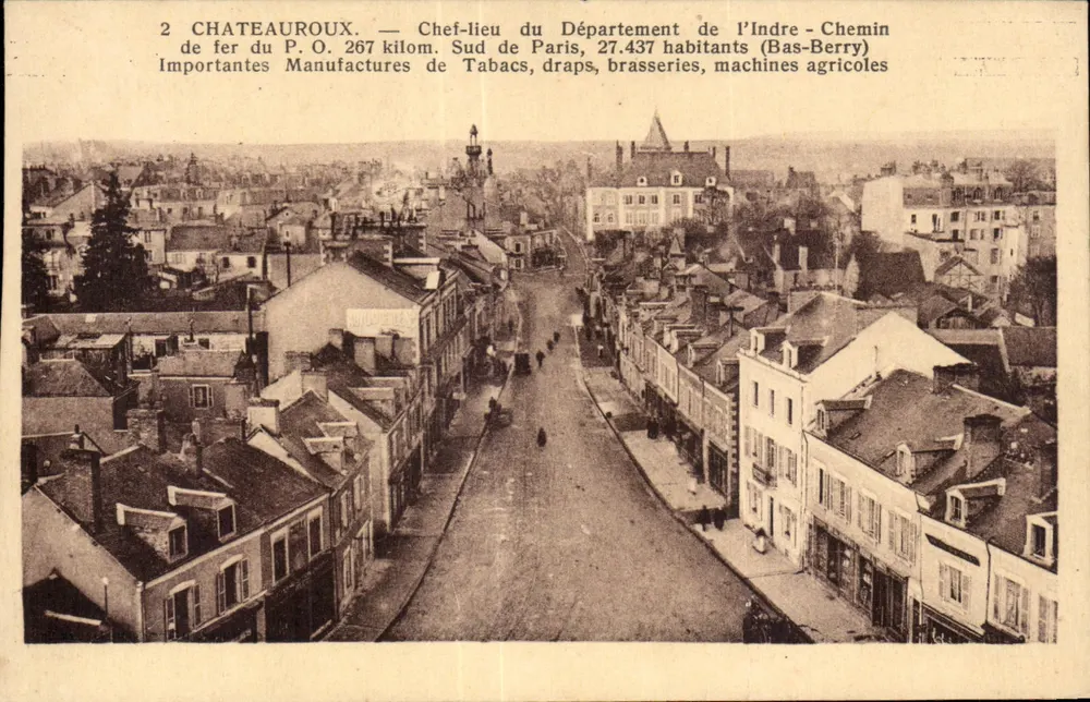 Châteauroux — Hauptort des Departements Indre — P.O. Eisenbahn 267 km südlich von Paris - Vorderseite
