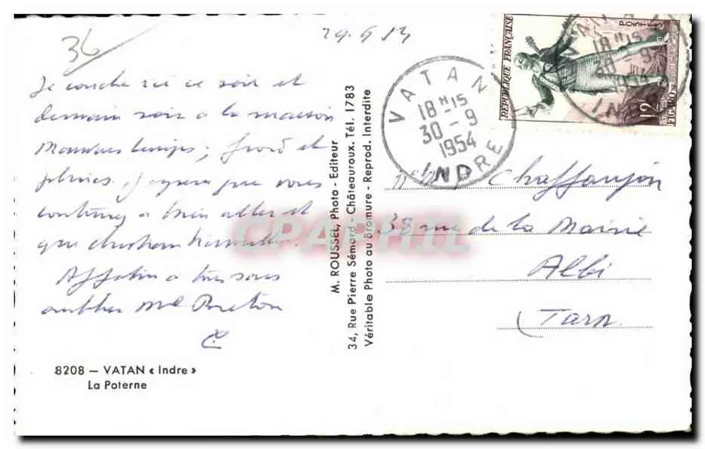 Chaffançon — Cachoeira e pontão de madeira — Sr. Rousset, editor - Verso