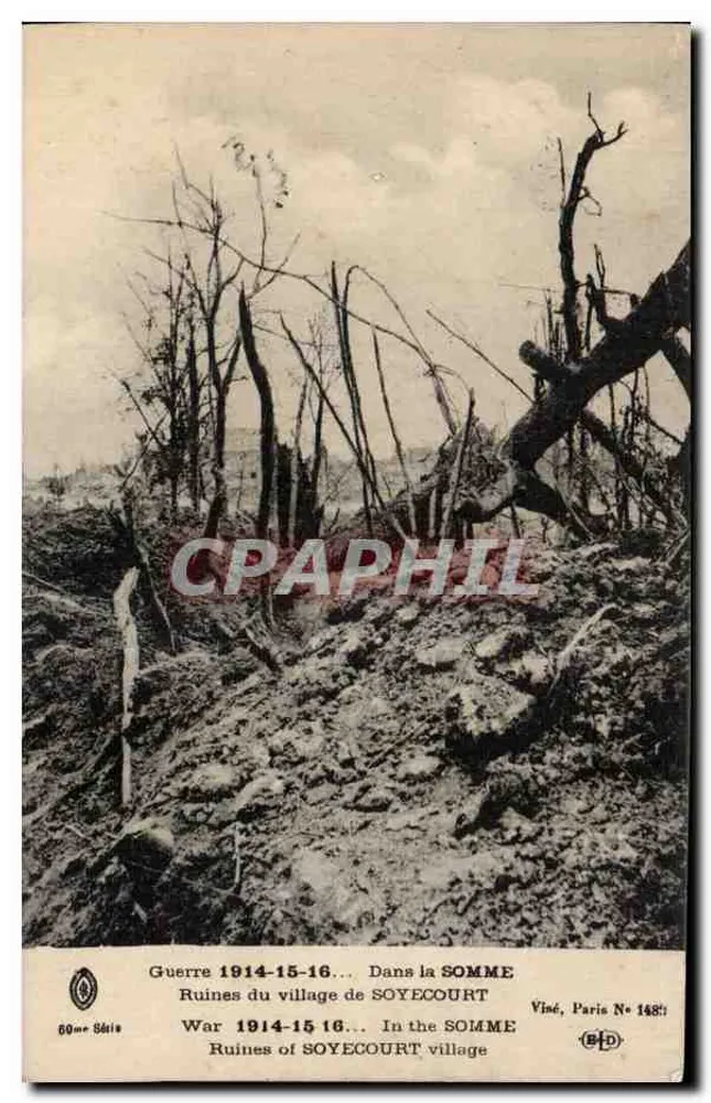 Ruinen des Dorfes SOYECOURT — Krieg 1914-15-16 — In der SOMME — Viné, Paris N° 188 - Vorderseite