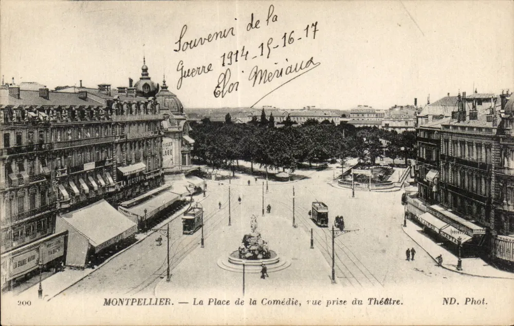 Montpellier — Place de la Comédie, Ansicht von der Bühne genommen — ND. Phot. - Vorderseite
