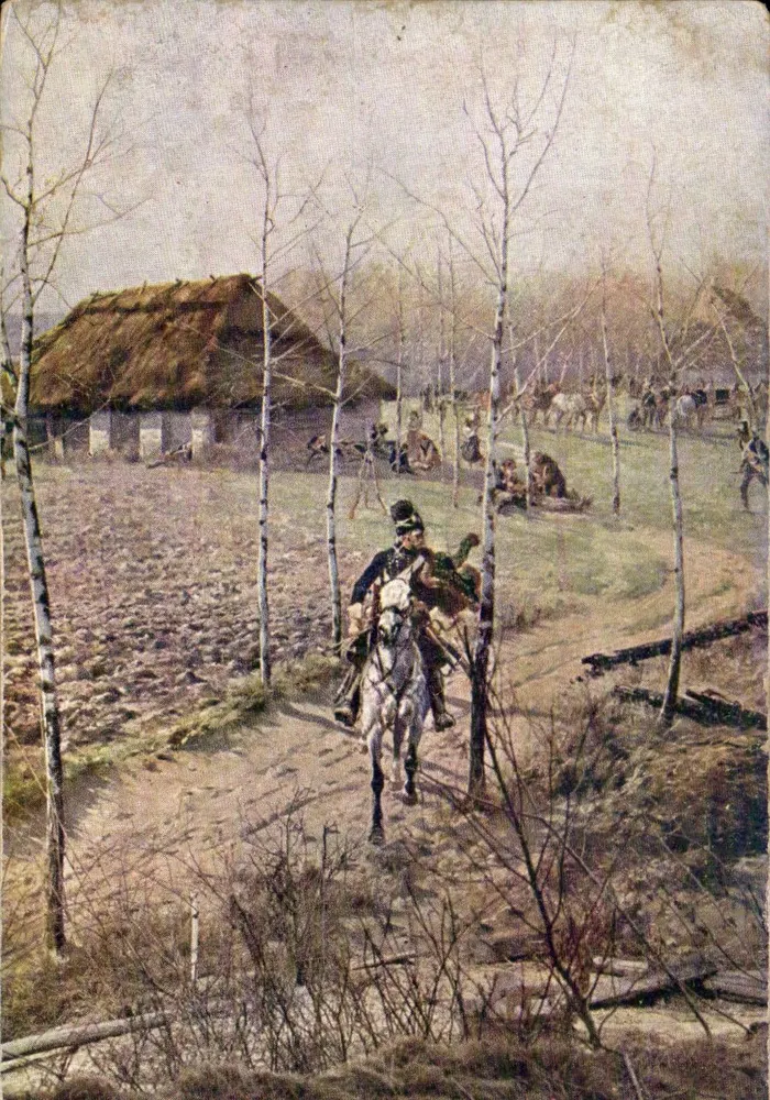 Batalha de Racławice — 4 de abril de 1794 — Panorama de W. Kossaka, editado pela Gminy Lwowa - Frente