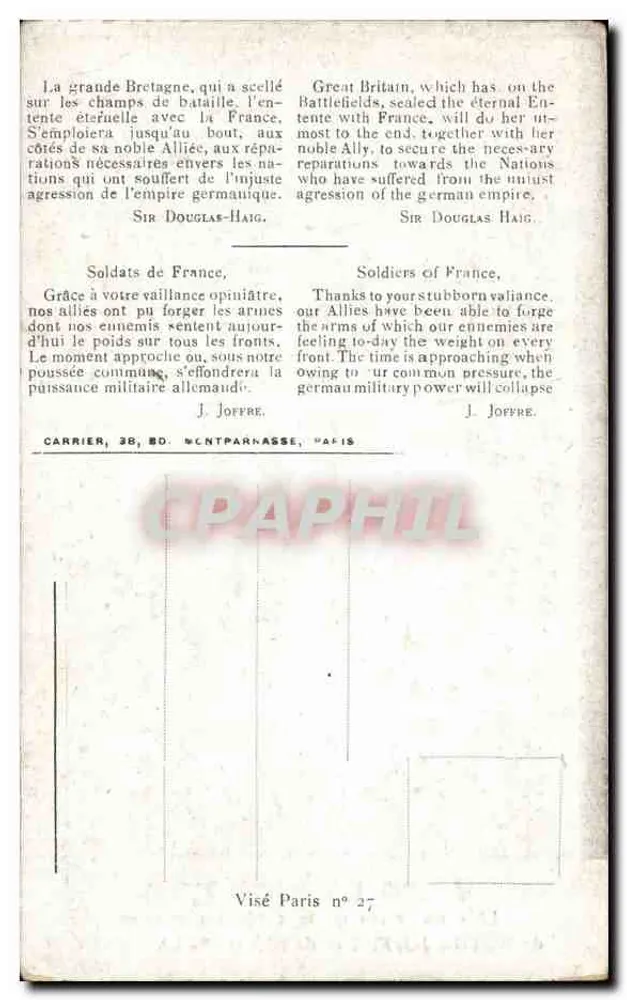 Zur Sieg — 1916 — Fern Besnier - Rückseite