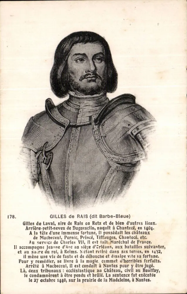 Gilles de Rais (genannt Blaubeard) — gravuriertes Portrait — Verlag F. Chapeau Nantes n°178 - Vorderseite