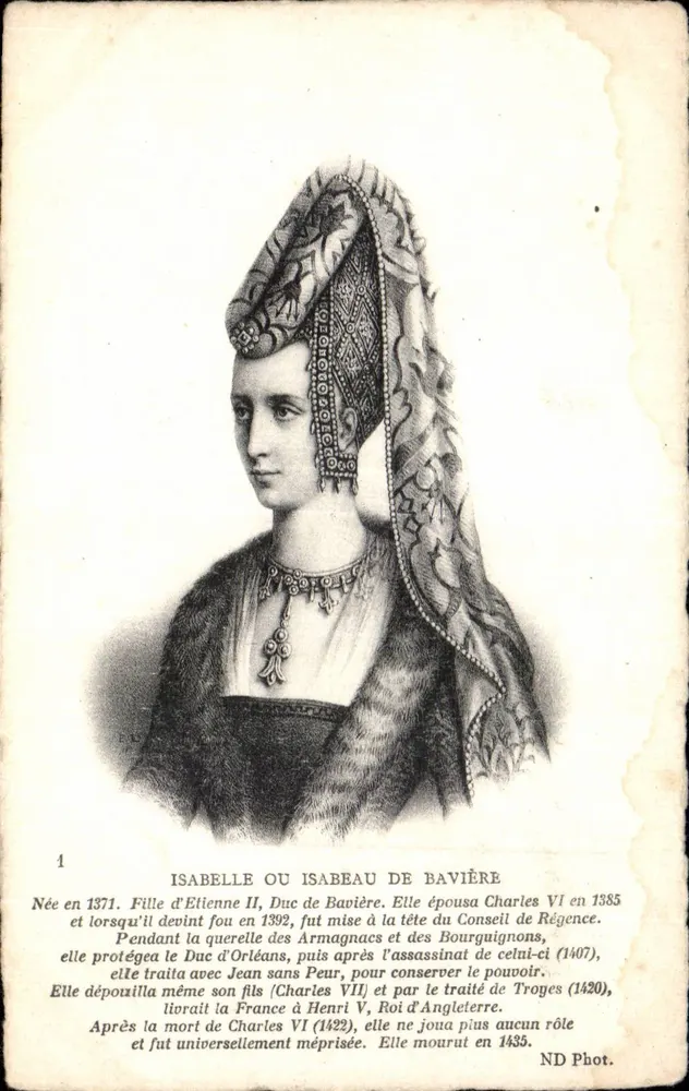 Isabelle oder Isabeau von Bayern — gravuriertes Portrait — ND Phot. - Vorderseite
