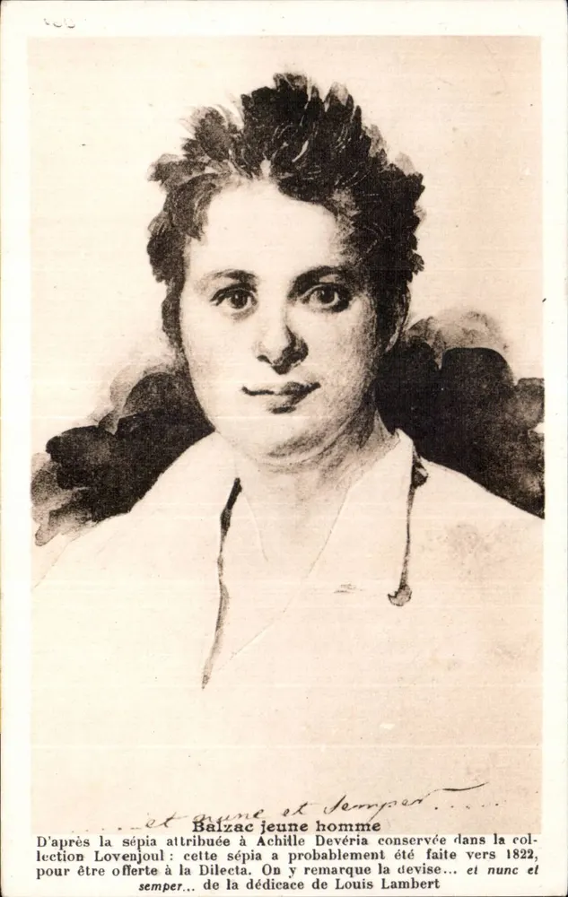 Junges Balzac — Reproduktion einer Sepia-Zeichnung, zugeschrieben Achille Devéria, datiert um 1822 — Edition des Syndicat d'Initiatives - Vorderseite