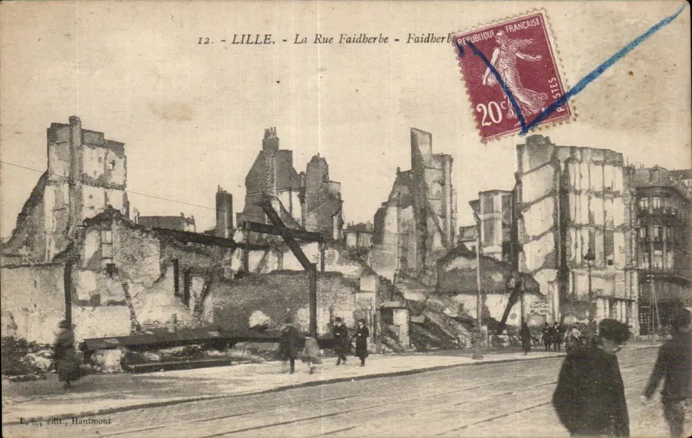 LILLE - La Rue Faidberbe - Zerstörungen - L. E., Verlag, Hautmont - Vorderseite