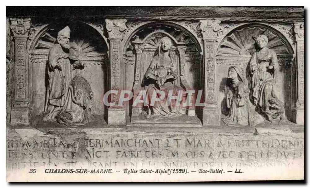 Chalons-sur-Marne — Kirche Saint Alpin (1529) — Basrelief — LL. - Vorderseite