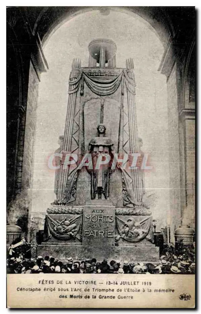 Cenotaph unter dem Triumphbogen — Siegesfeier — 13.-14. Juli 1919 — Imp. Feuquest, Paris - Vorderseite
