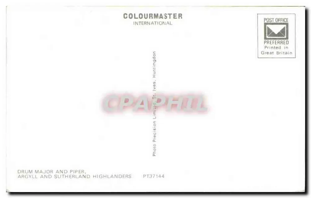 Schlagzeugmeister und Pfeifer, Argyll and Sutherland Highlanders — Coloumaster International, PT37144 - Rückseite