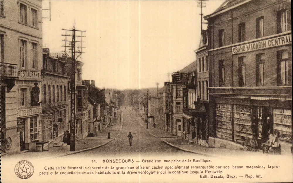 Bonsecours — Grand' rue aus der Sicht der Basilika — Verlag Desaix, Brüssel - Vorderseite
