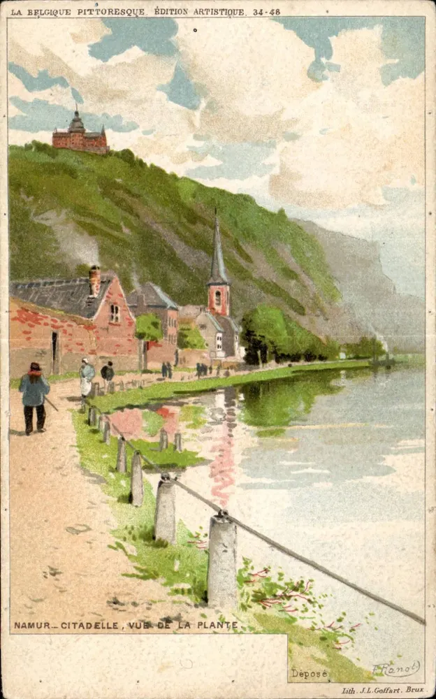 Namur - Citadel, Ansicht von der Plante — Künstleredition 34-48, Lith. J.L. Goffart, Brüssel - Vorderseite