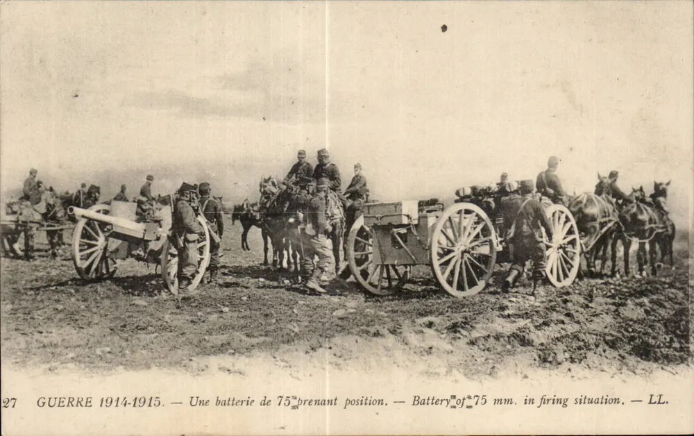 75 mm-Kanonenbatterie in Position — Krieg 1914-1915 — LL, Nr. 27 - Vorderseite