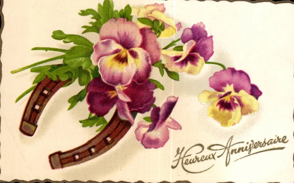 Blumen und Sporn — Frohes Geburtstag — Flowers-GIL 023 - Vorderseite