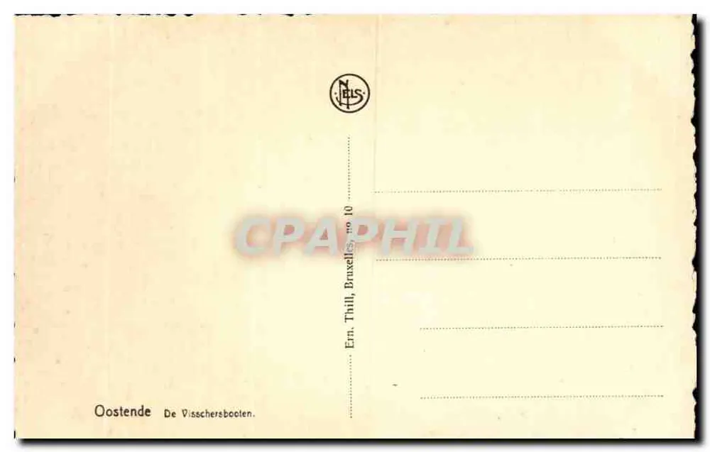 Ostende — As barcas de pescadores — N. JES, Bruxelas, n° 10 - Verso