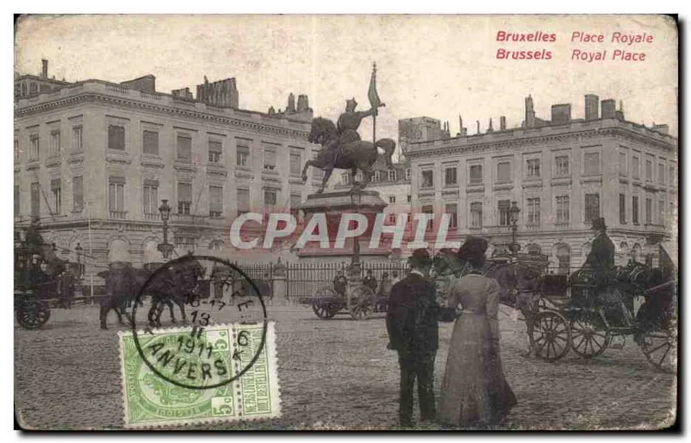 Bruxelles Piazza Reale — statua equestre — editore sconosciuto - Recto