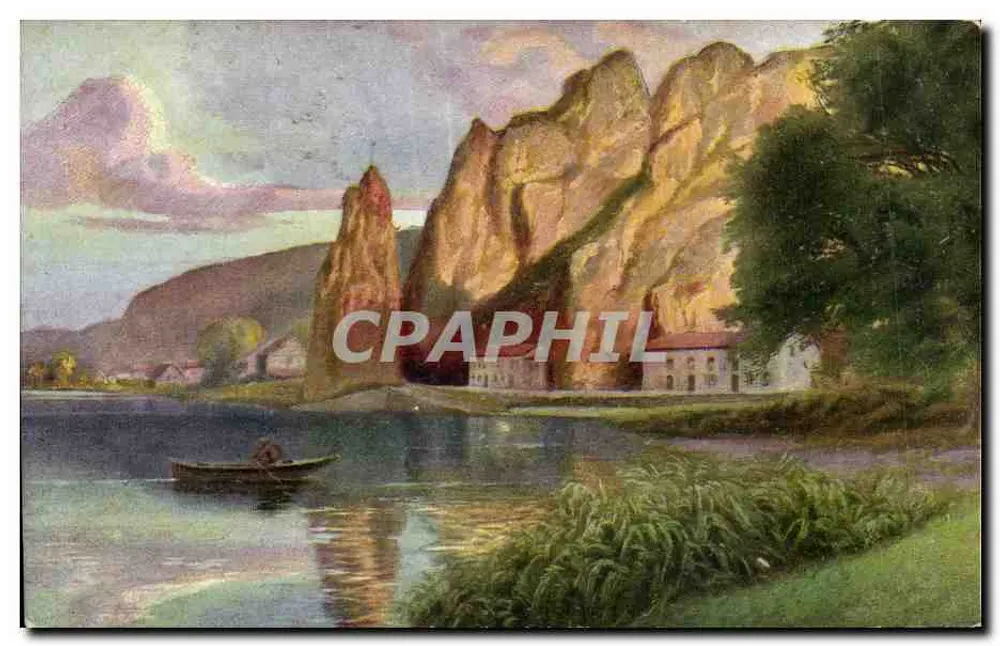 Landschaftsansicht eines Sees mit Felsen — Edition der Schokoladenfabrik Aigüebelle, Dinant (Belgien) - Vorderseite