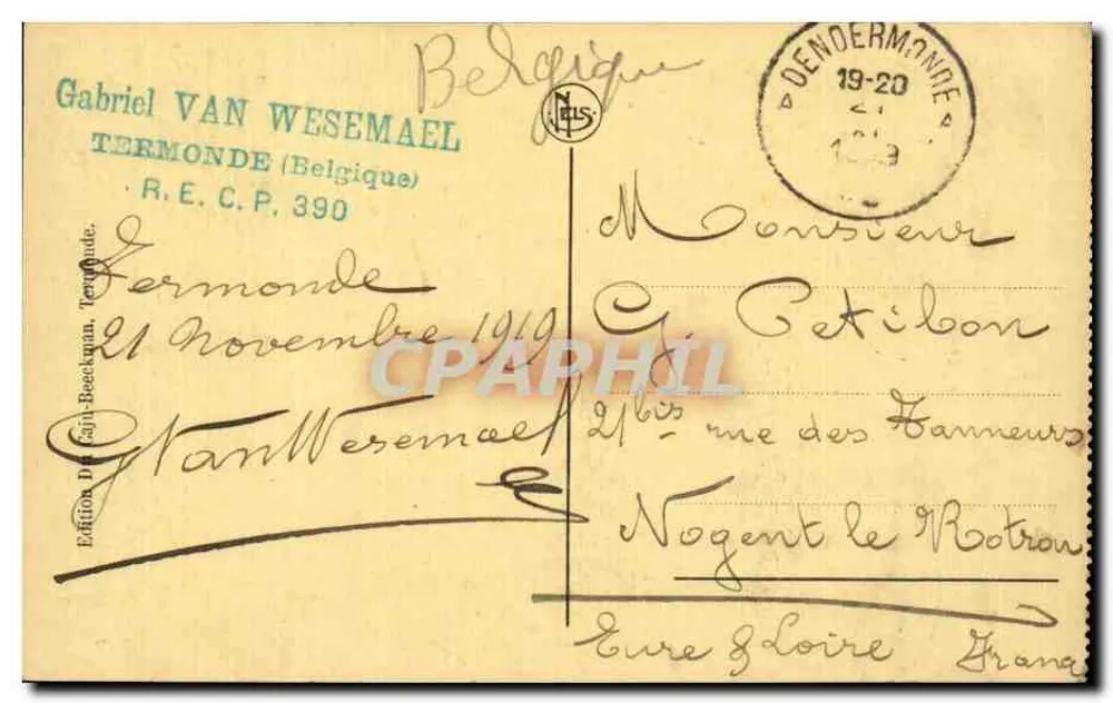 Termonde — Ruinen — Rue de l'Eau (1914) — Édition De Saint-Beekman, Termonde - Rückseite