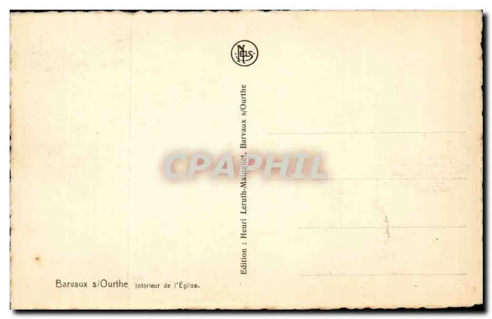 Innenansicht der Kirche — Barvaux-sur-Ourthe — Edition Henri Leruth-Manuquet - Rückseite