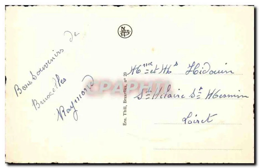 Place de Brouckère — Ansicht auf den Boulevard Anspach — Verlag Em. Thill, Brüssel, Nr. 20 - Rückseite